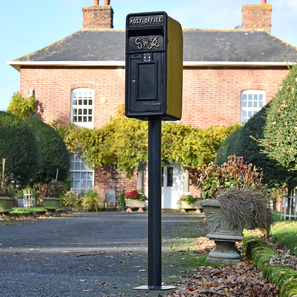 Black King George Rex Post Box & Stand