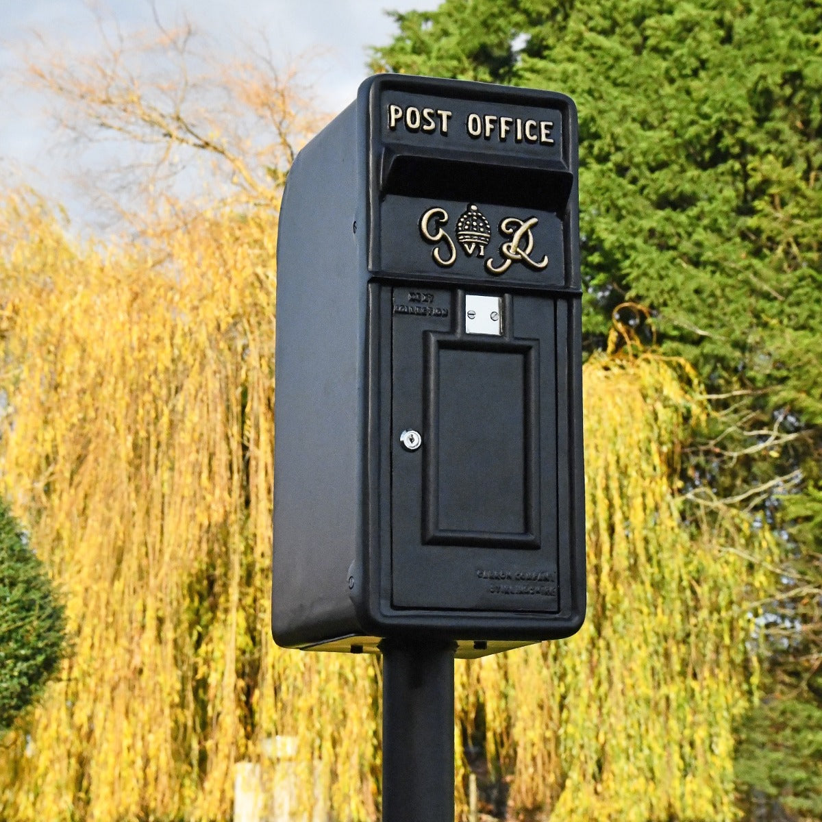 Black King George Post Box with stand 
