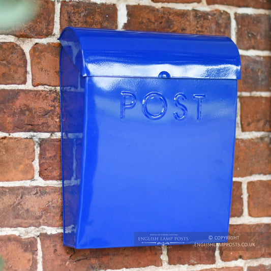 Sapphire Blue Contemporary Wall Mounted Post & Parcel Box