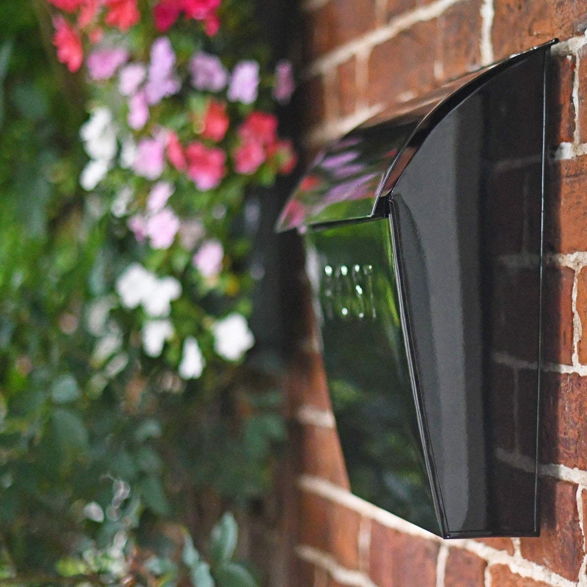 Side view of Black Wall Mounted Lockable Post Box 