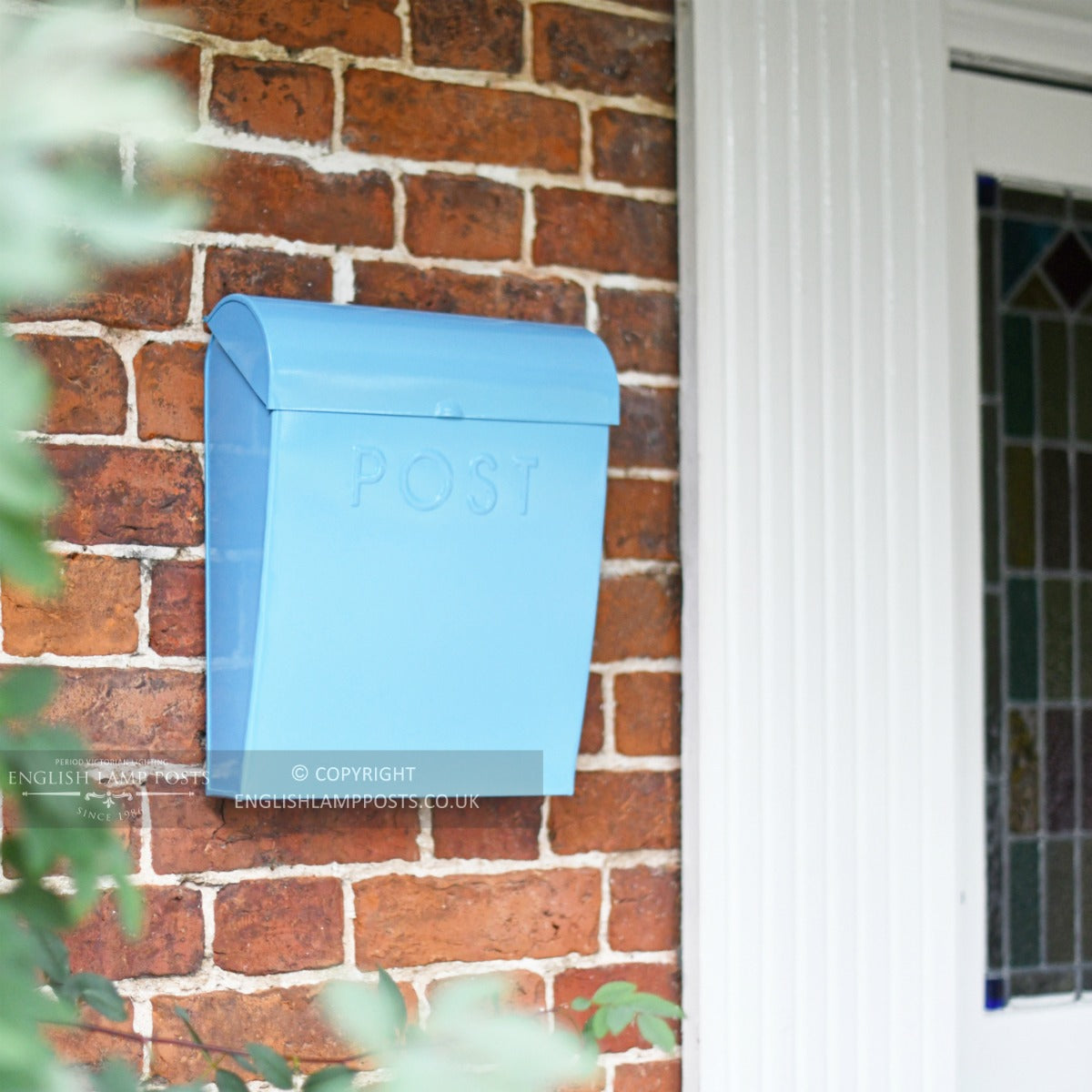 Baby Blue Contemporary Wall Mounted Post & Parcel Box