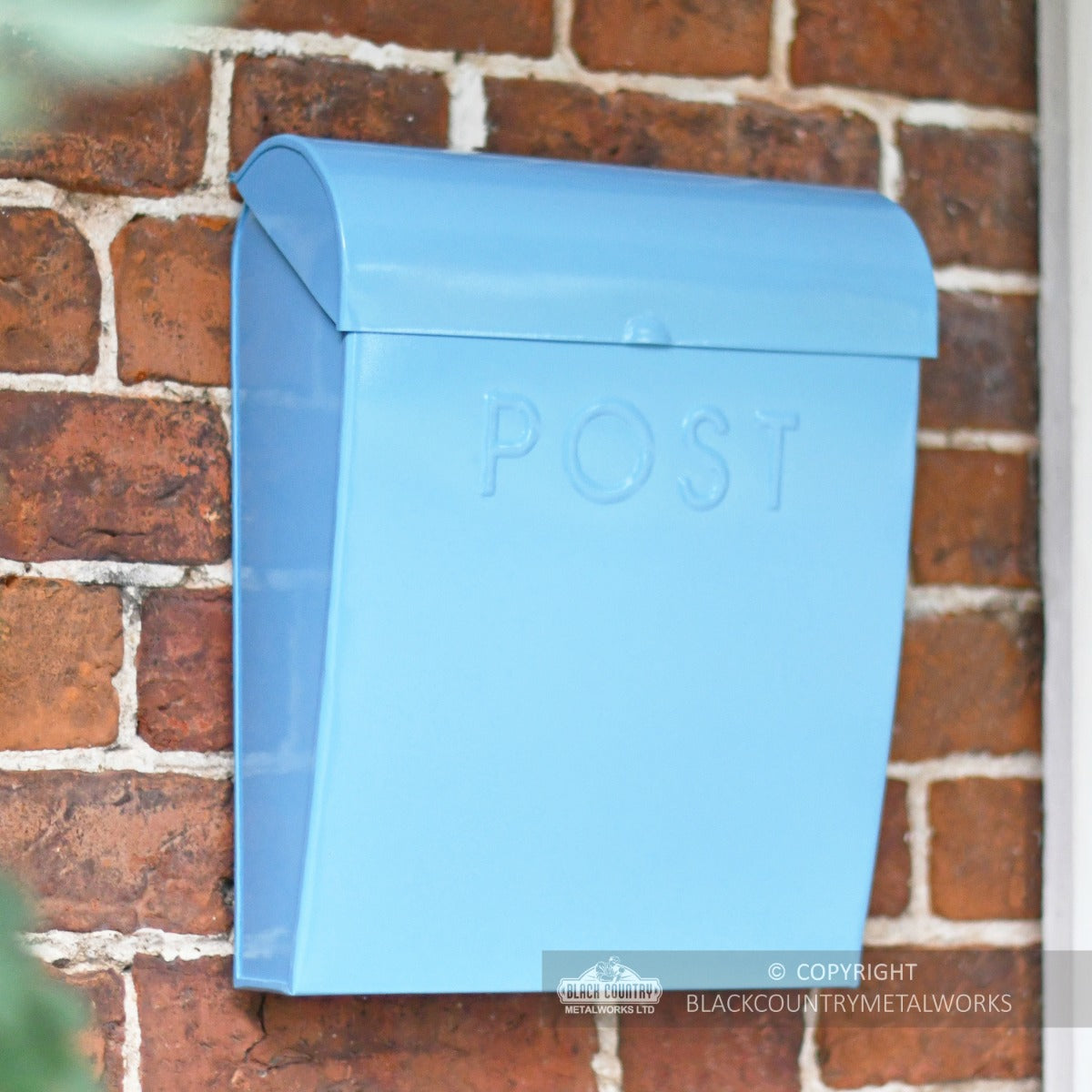 Baby Blue Contemporary Wall Mounted Post & Parcel Box