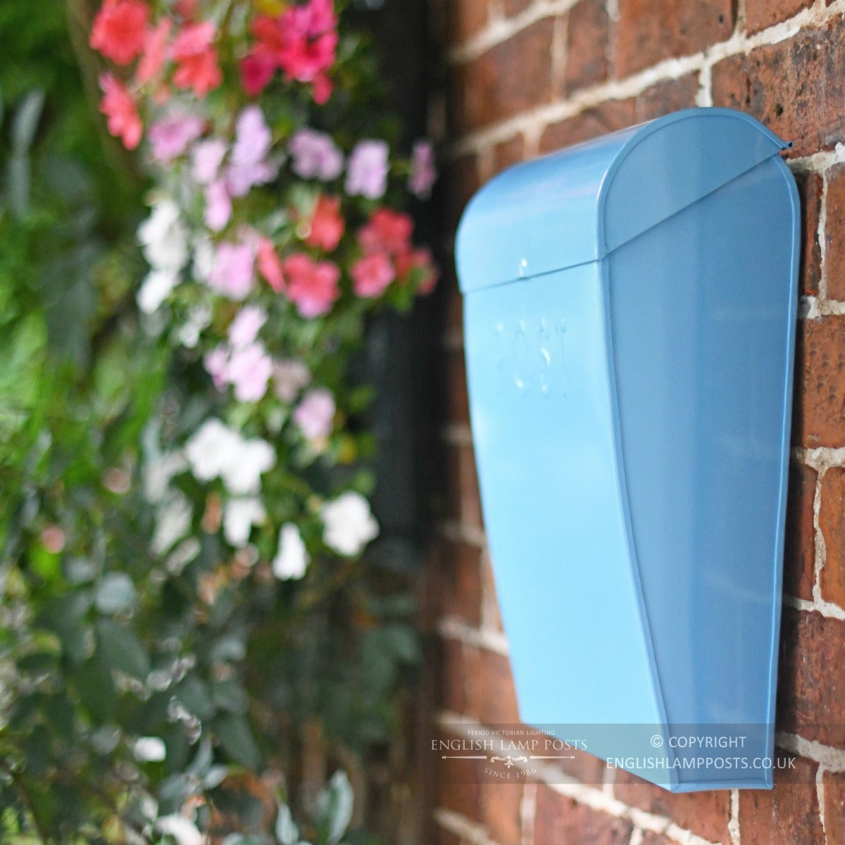 Baby Blue Contemporary Wall Mounted Post & Parcel Box