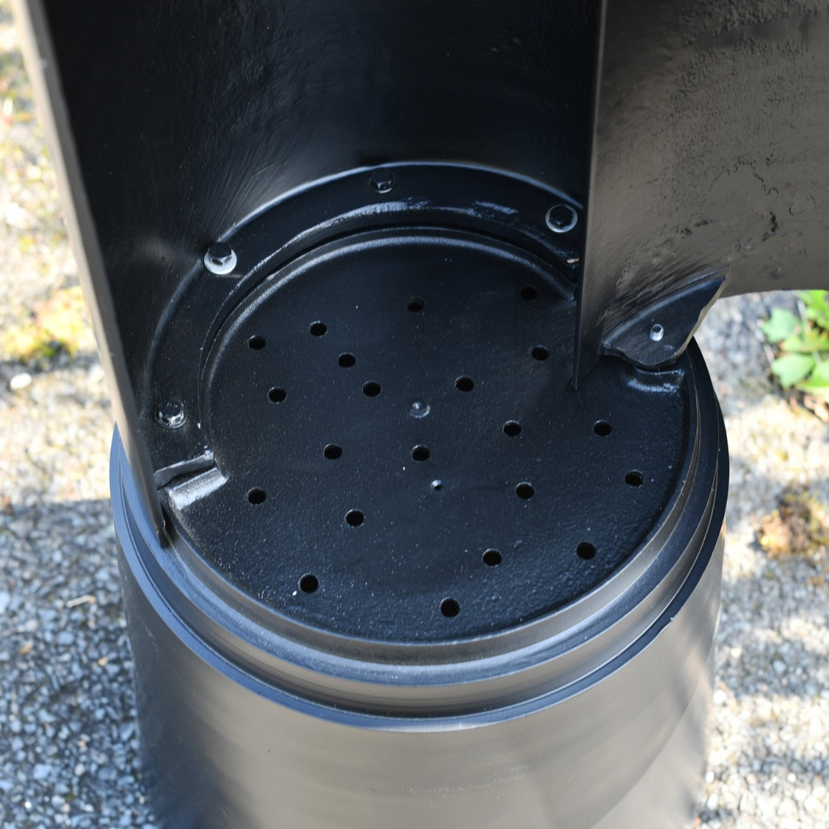 Traditional GR Pillar Post Box in Black with Lockable Door Open 