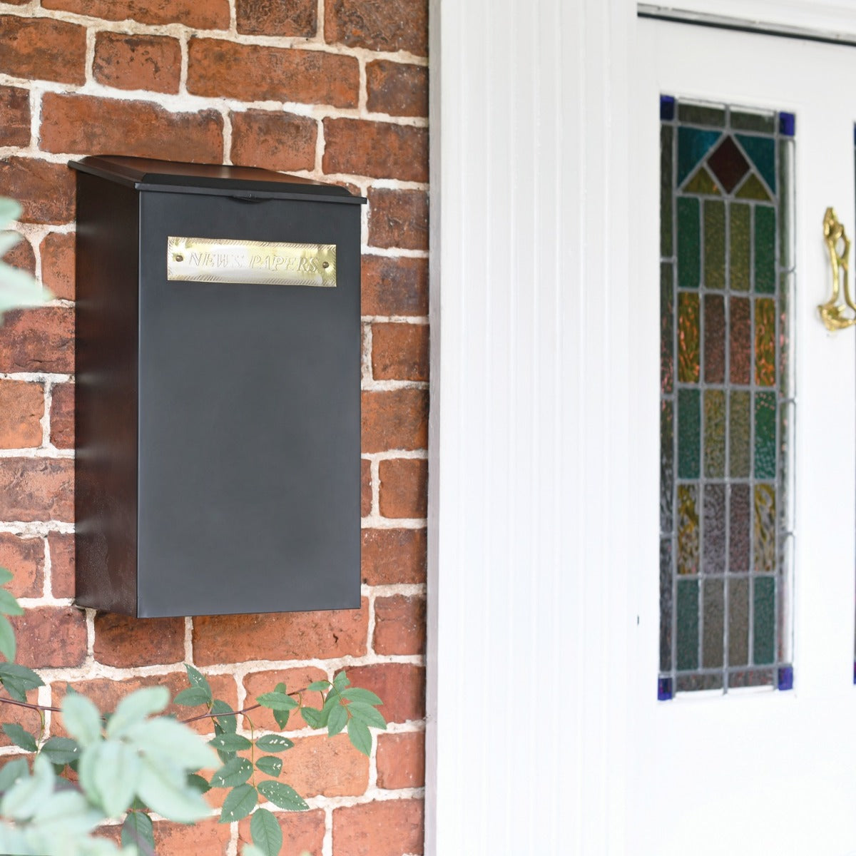 Extra Large 'Redhill' Newspaper Box and Brass Plaque on Front Door 