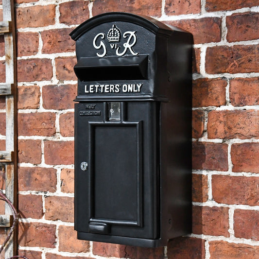 Black 'George Rex' Wall Mounted Period Post Box 