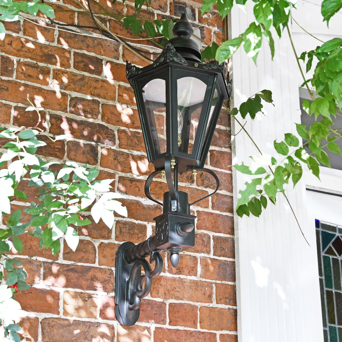 Medium Black Hexagon Wall Light By Front Door
