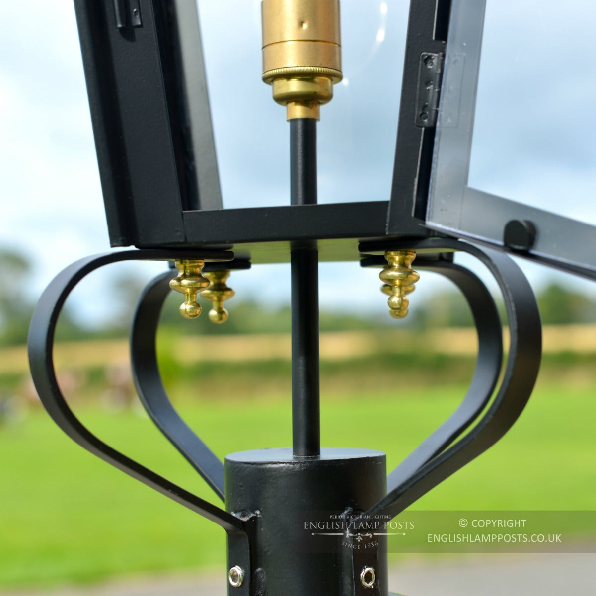 Black Victorian Lantern & Pillar Post Close Up