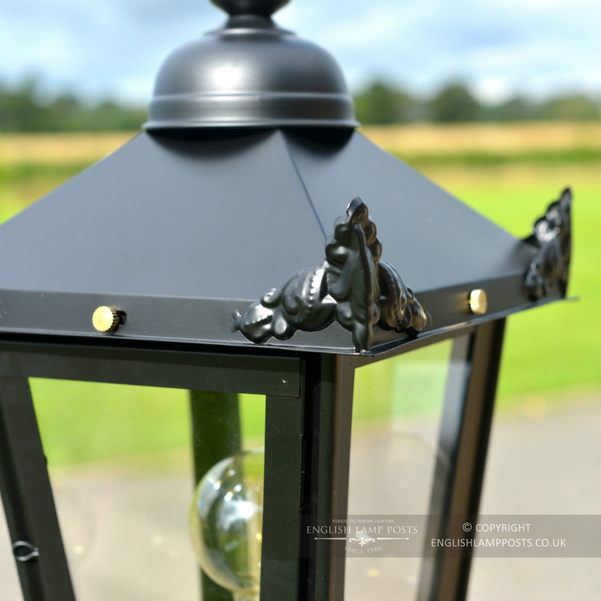 Black Victorian Lantern & Pillar Post