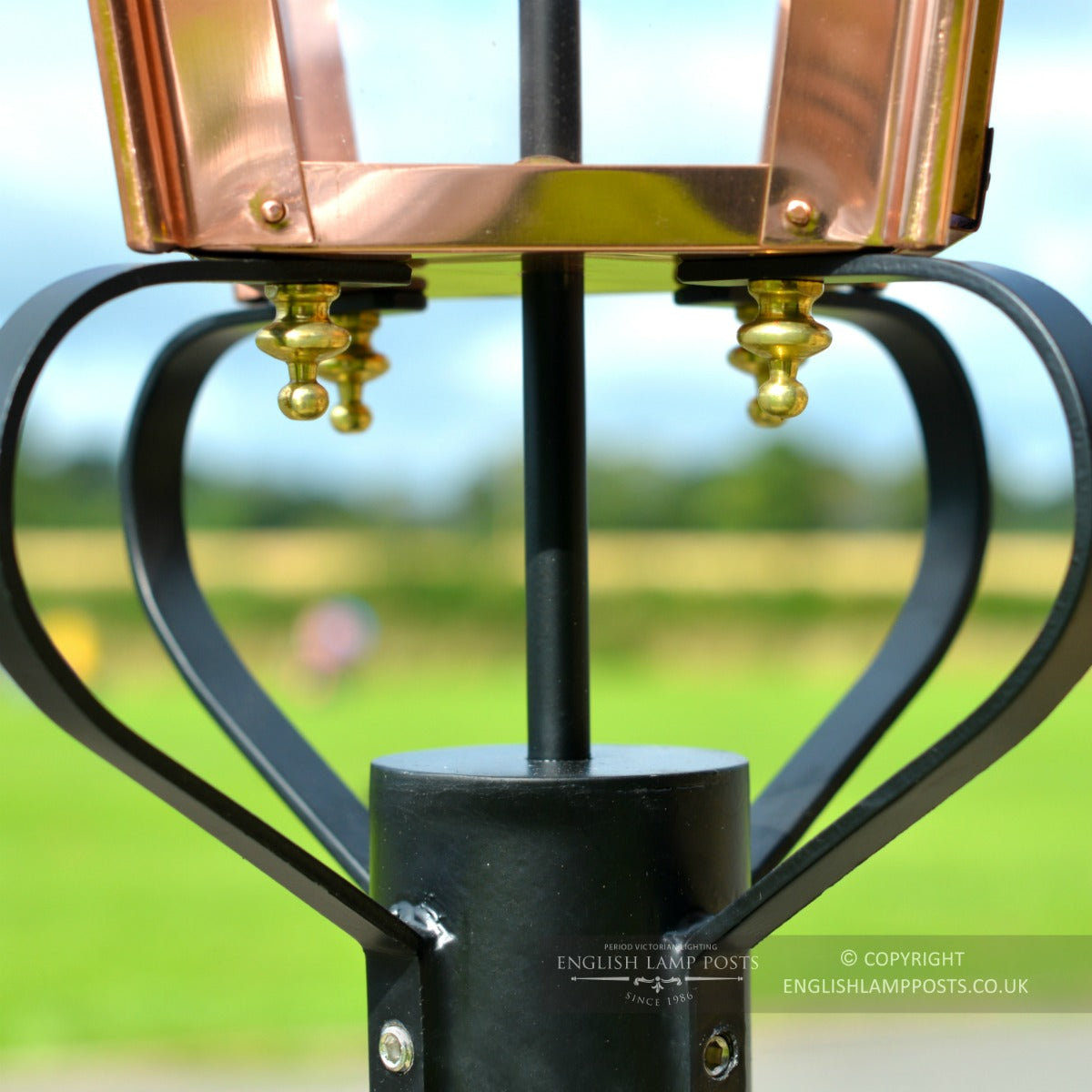 Victorian Copper Lantern & Pillar Post Close Up