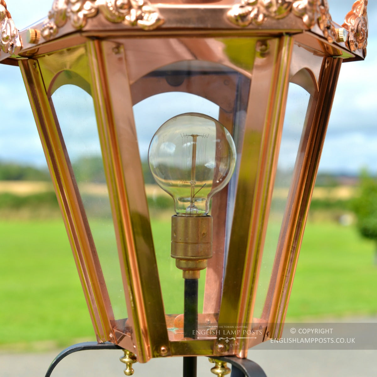 Copper Hexagon Entrance Light Set With Bulb Holder