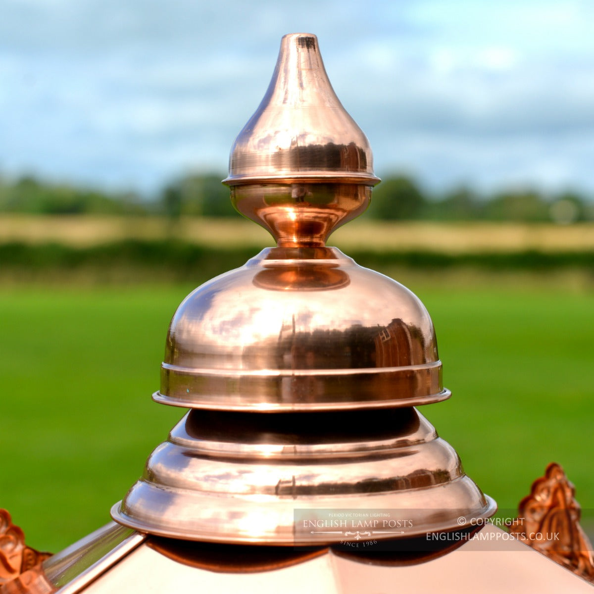 Copper Hexagon Entrance Light Set Top Finial