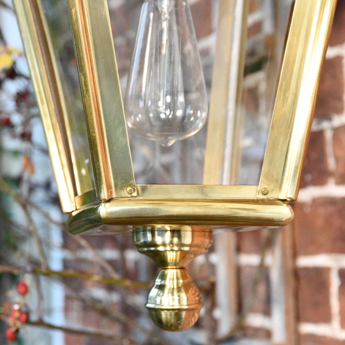 Brass Hanging Victorian Wall Lantern Close Up