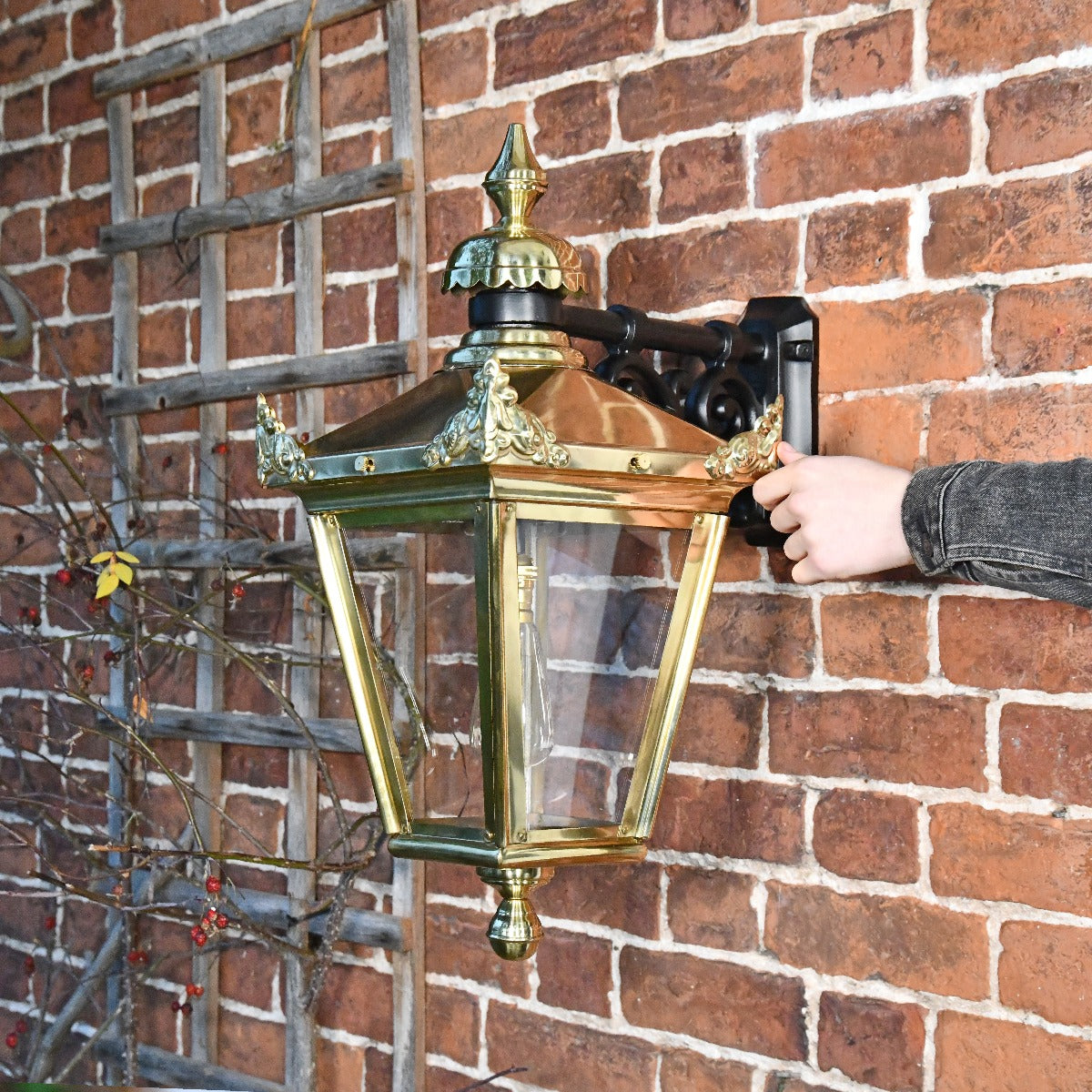 Brass Hanging Victorian Wall Lantern Scale