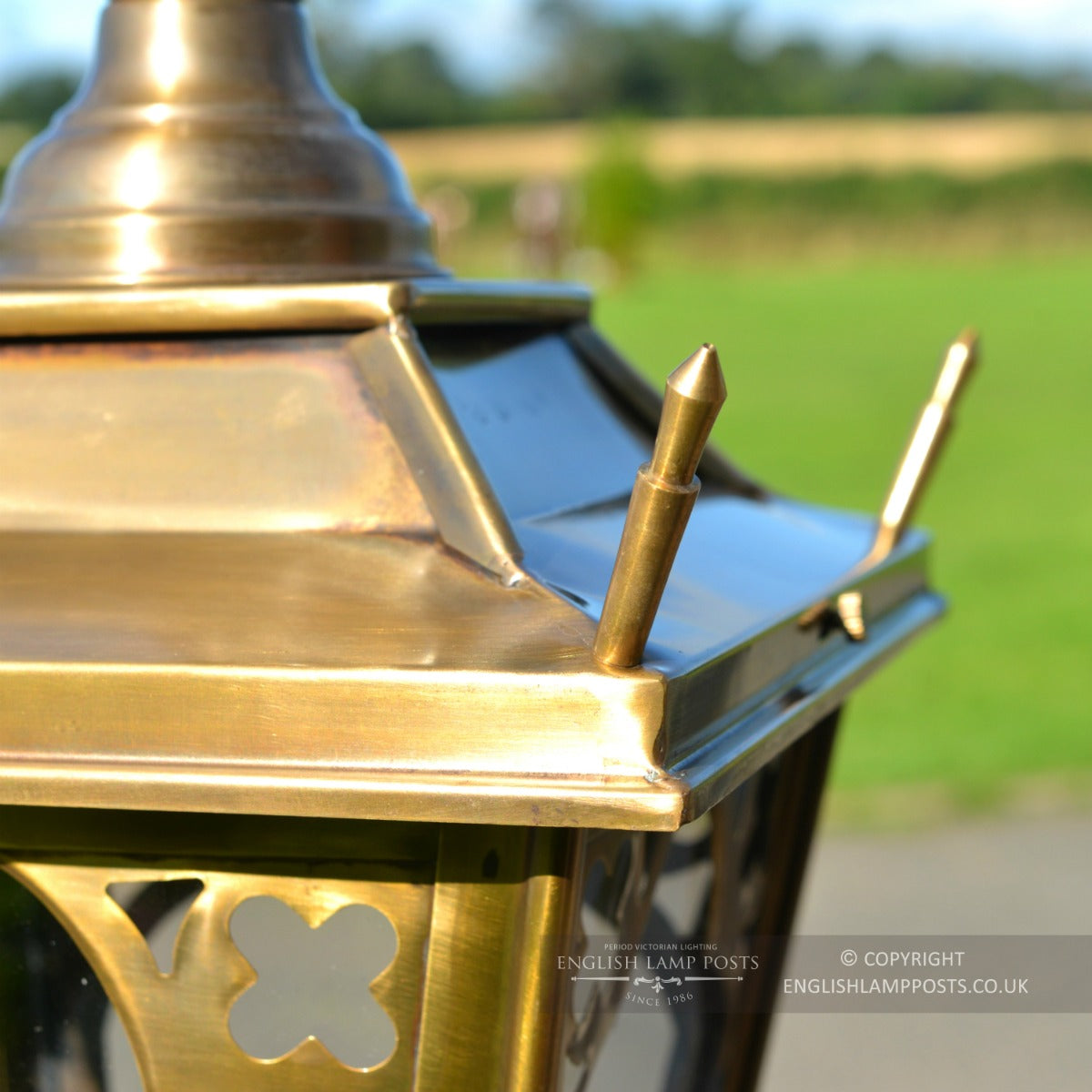 Antique Brass Canterbury Entrance Light Close Up