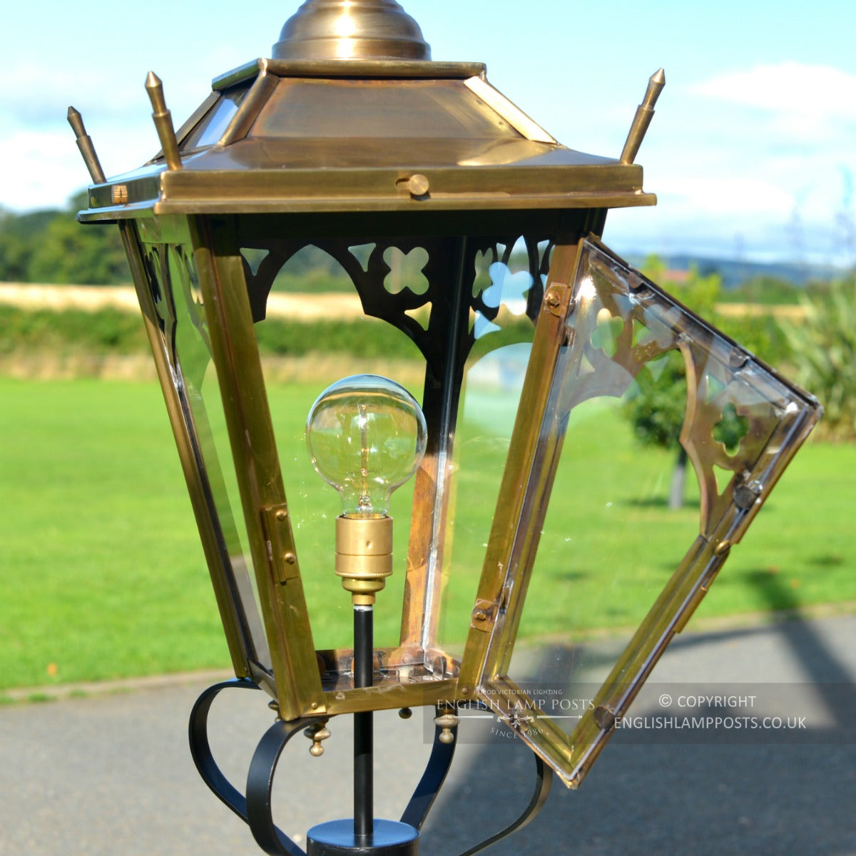 Antique Brass Canterbury Entrance Light With Open Door