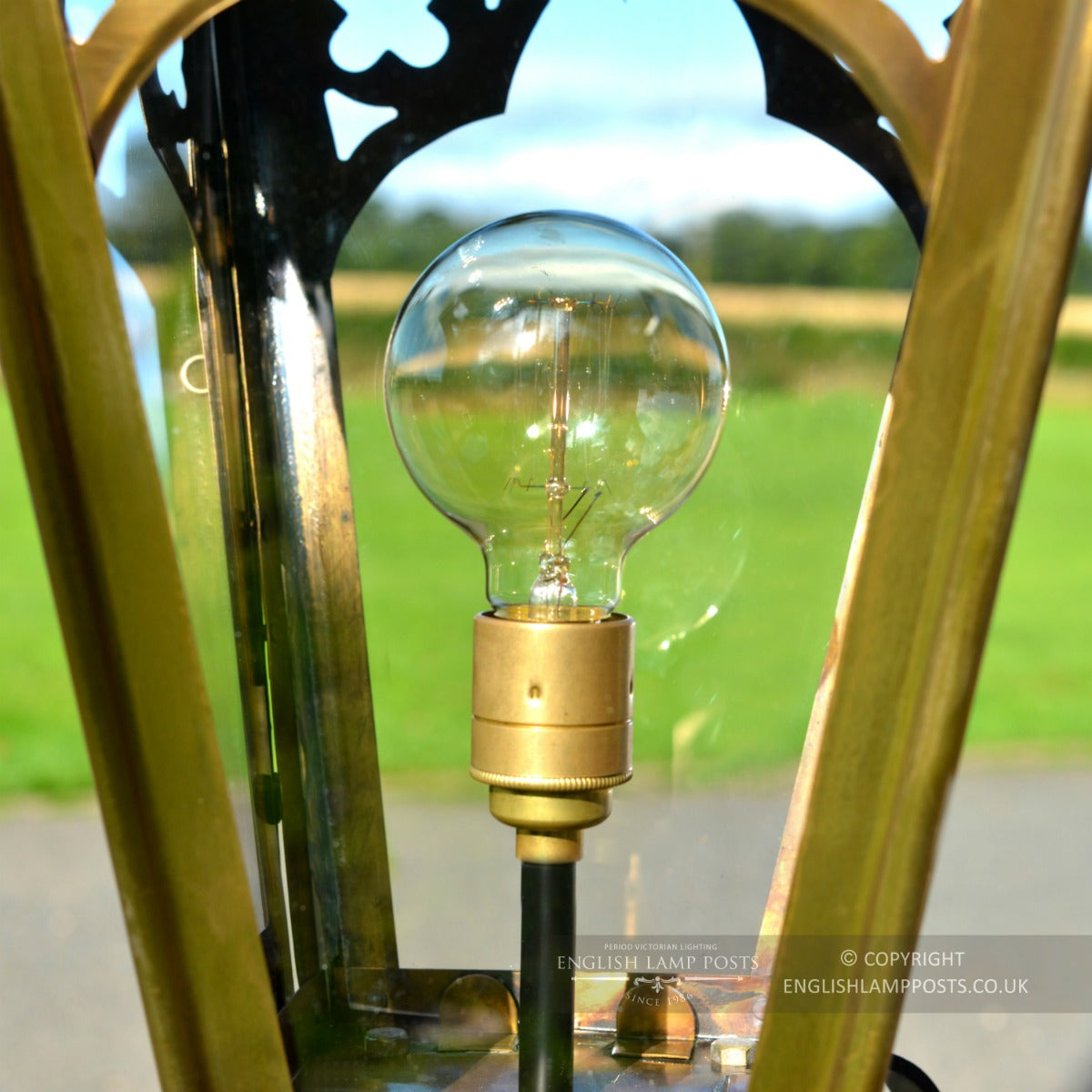 Antique Brass Canterbury Entrance Light With Bulb Holder