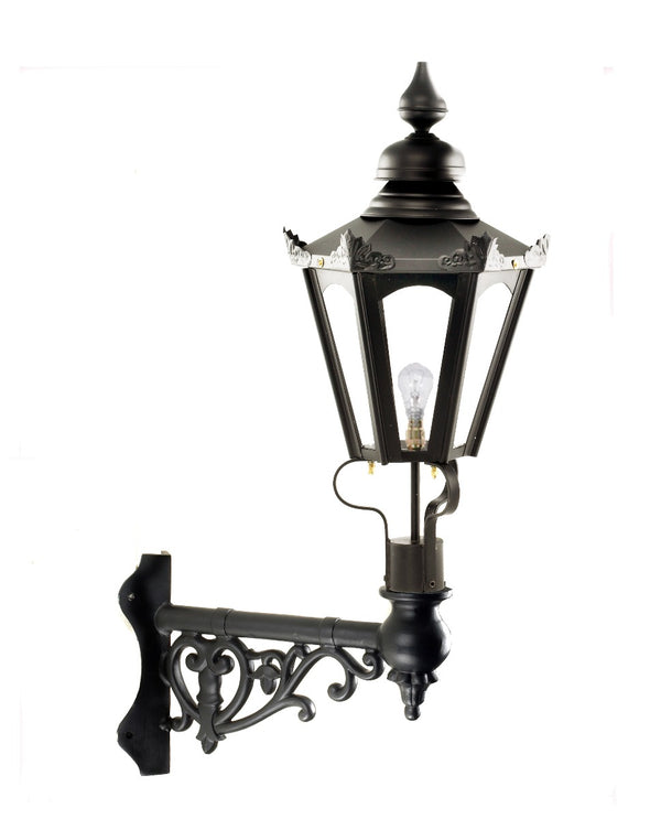 Small Black Hexagonal Victorian Wall Light On Corner Bracket