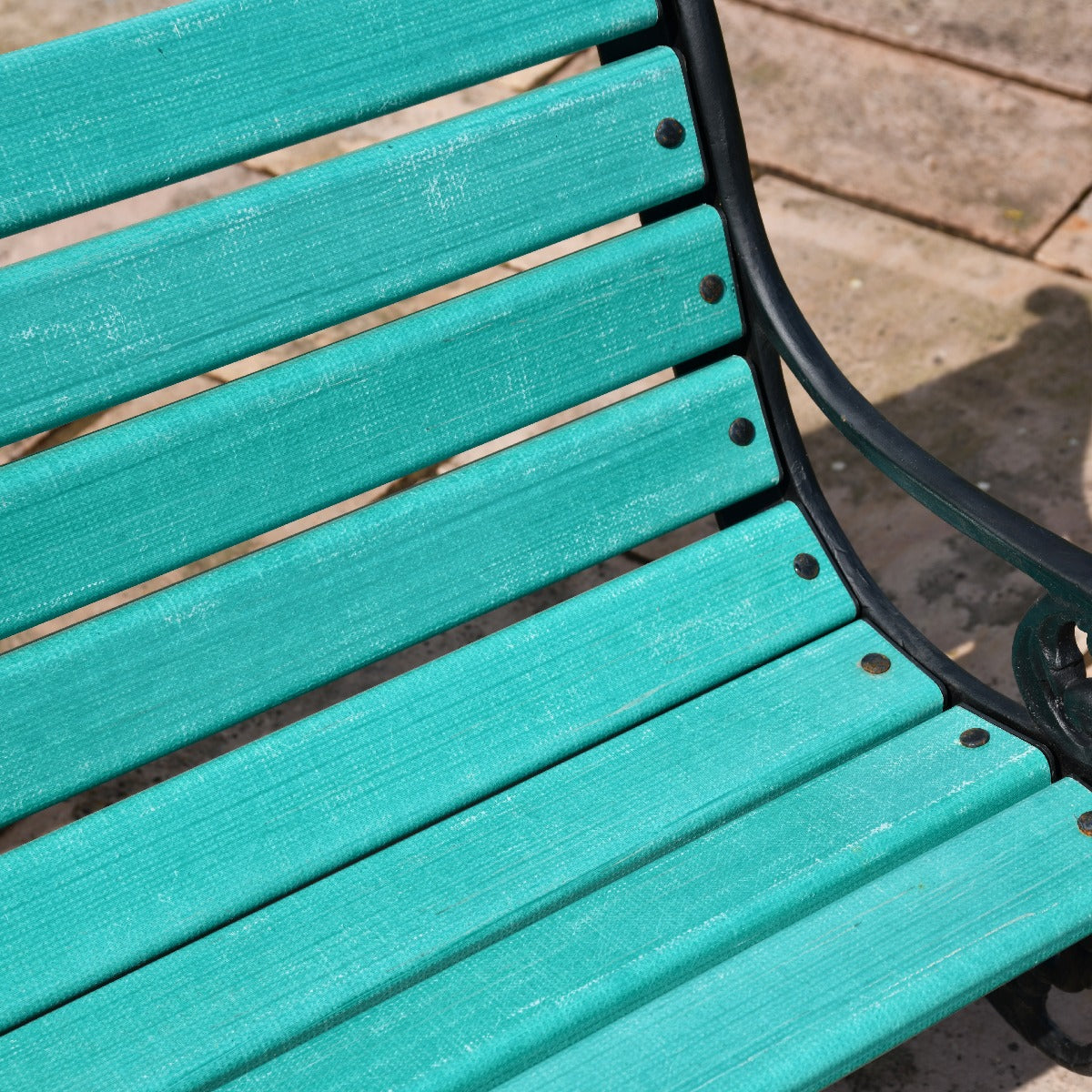 Cast Iron and Green Slat 3 Seater Park Bench