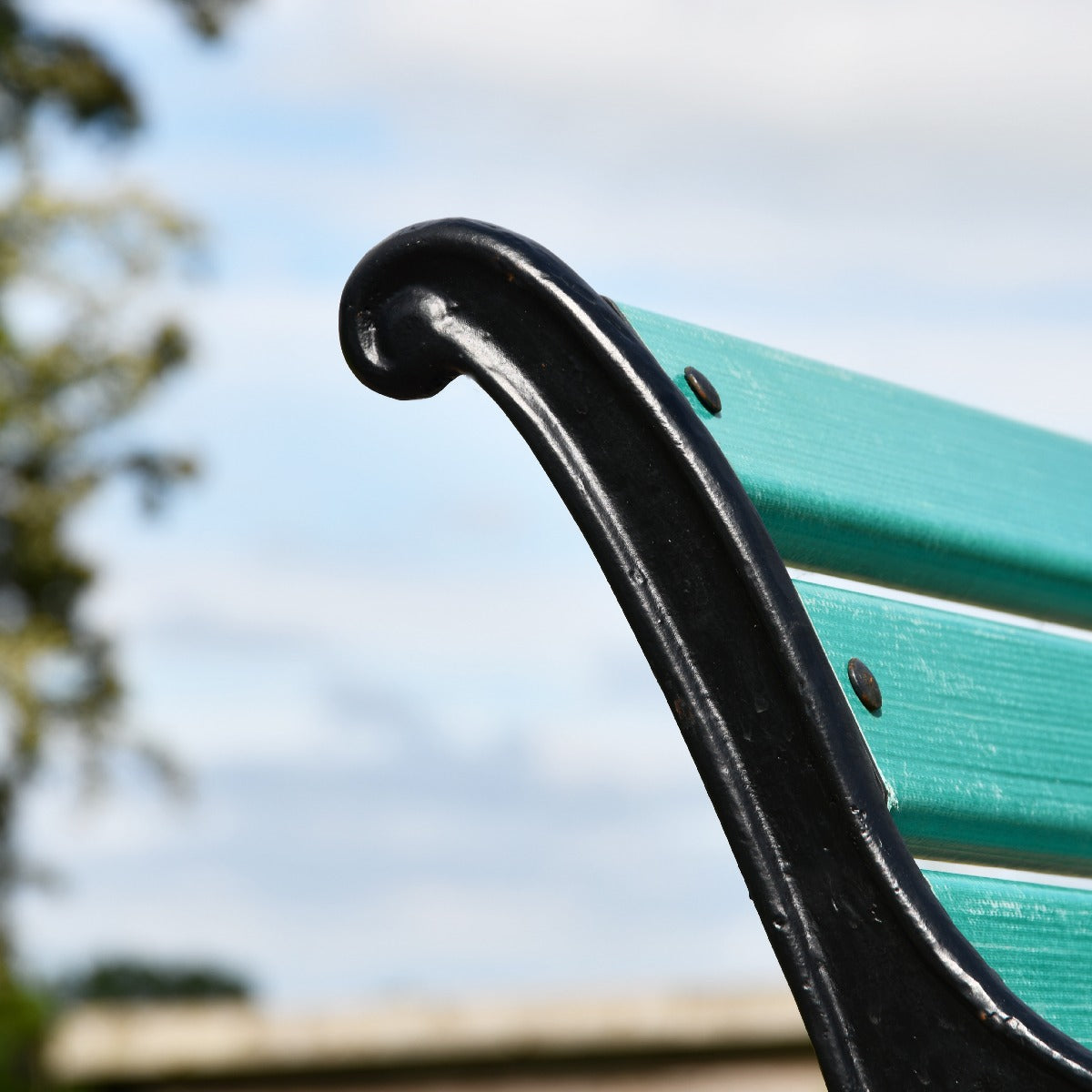 Cast Iron and Green Slat 3 Seater Park Bench
