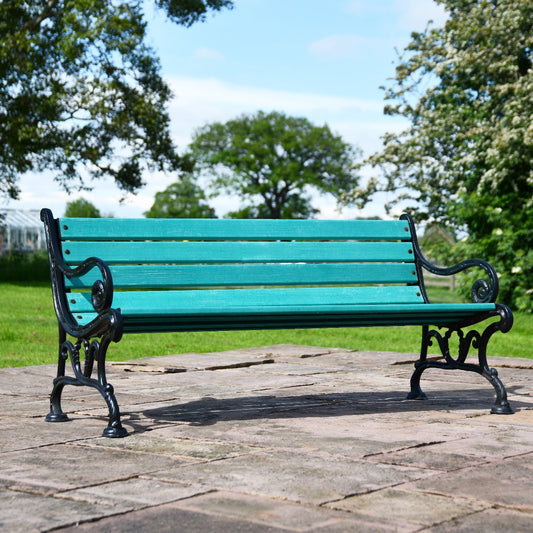 Victorian Cast Iron and Green Slat 3 Seater Park Bench