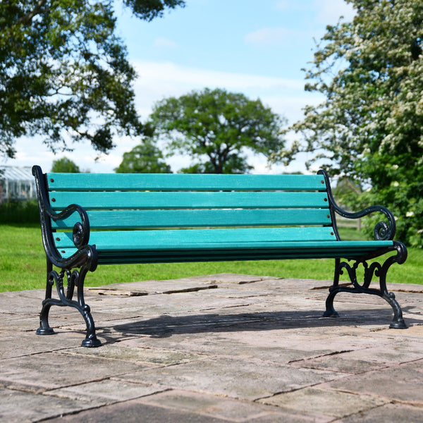 Victorian Cast Iron and Green Slat Park Bench