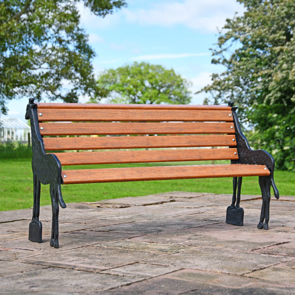 Cast Iron and Wooden Slat Giraffe Garden Bench