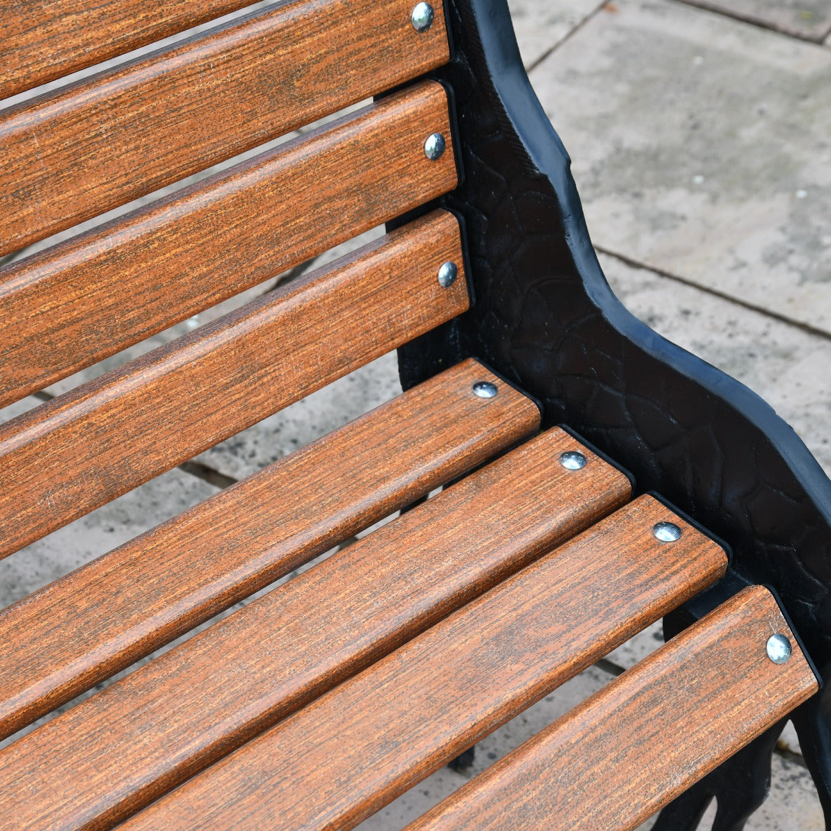 Cast Iron and Wooden Slat Giraffe Garden Bench