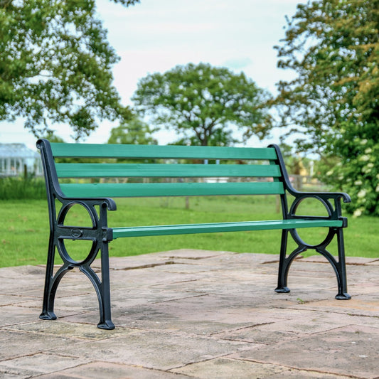 Simplistic Cast Iron and Green Park Bench