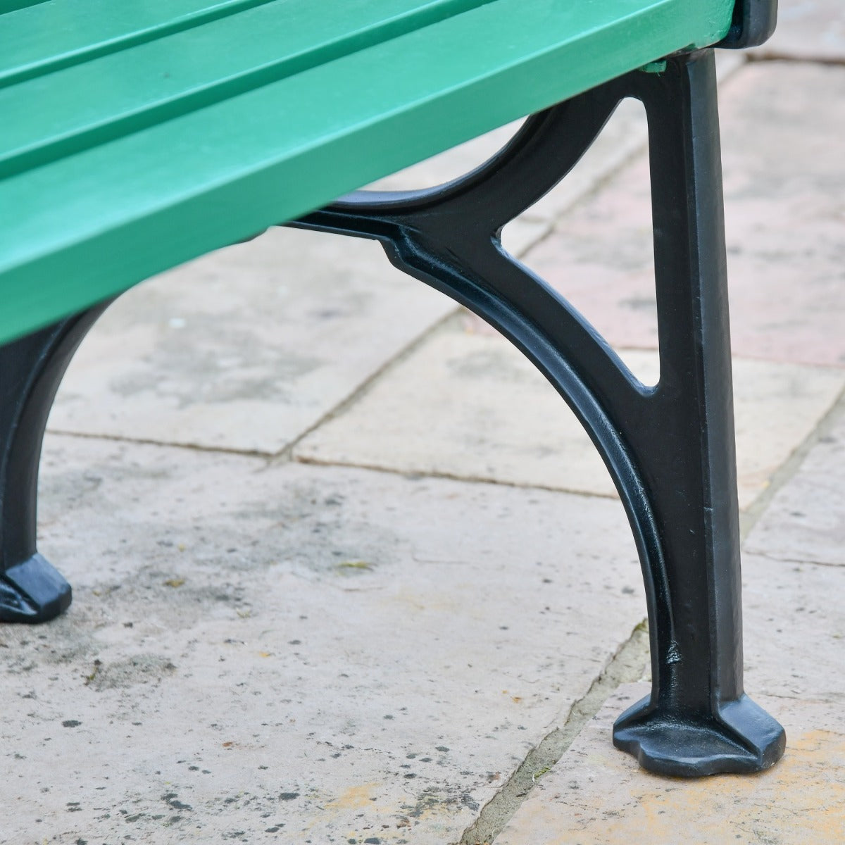 Simplistic Cast Iron and Green Park Bench
