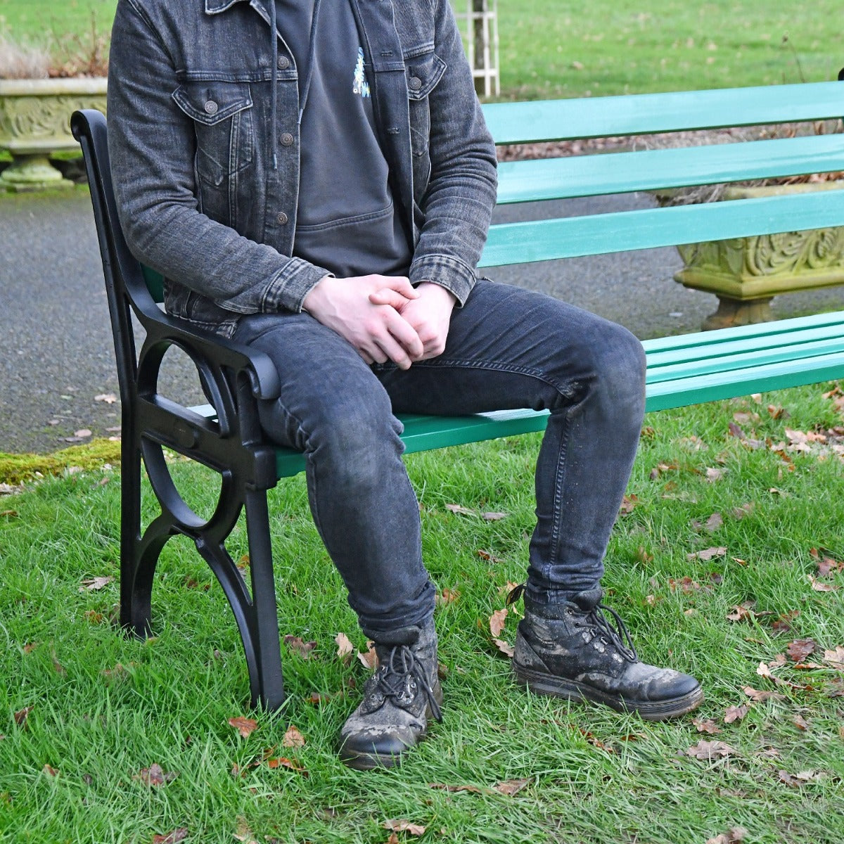 Simplistic Cast Iron and Green Park Bench