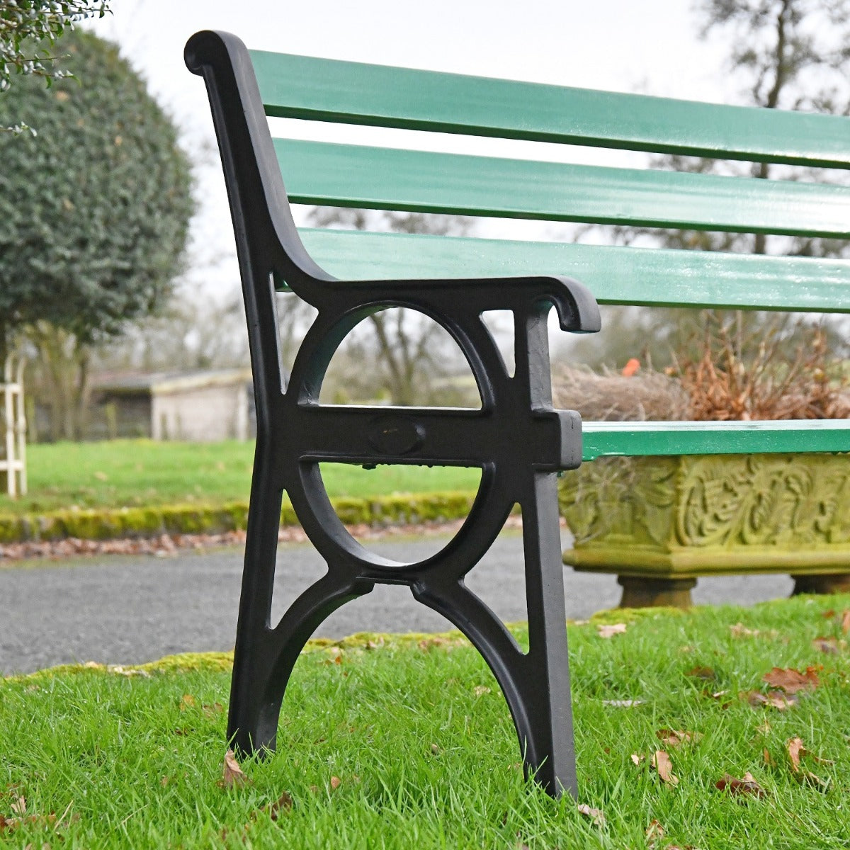 Simplistic Cast Iron and Green Park Bench
