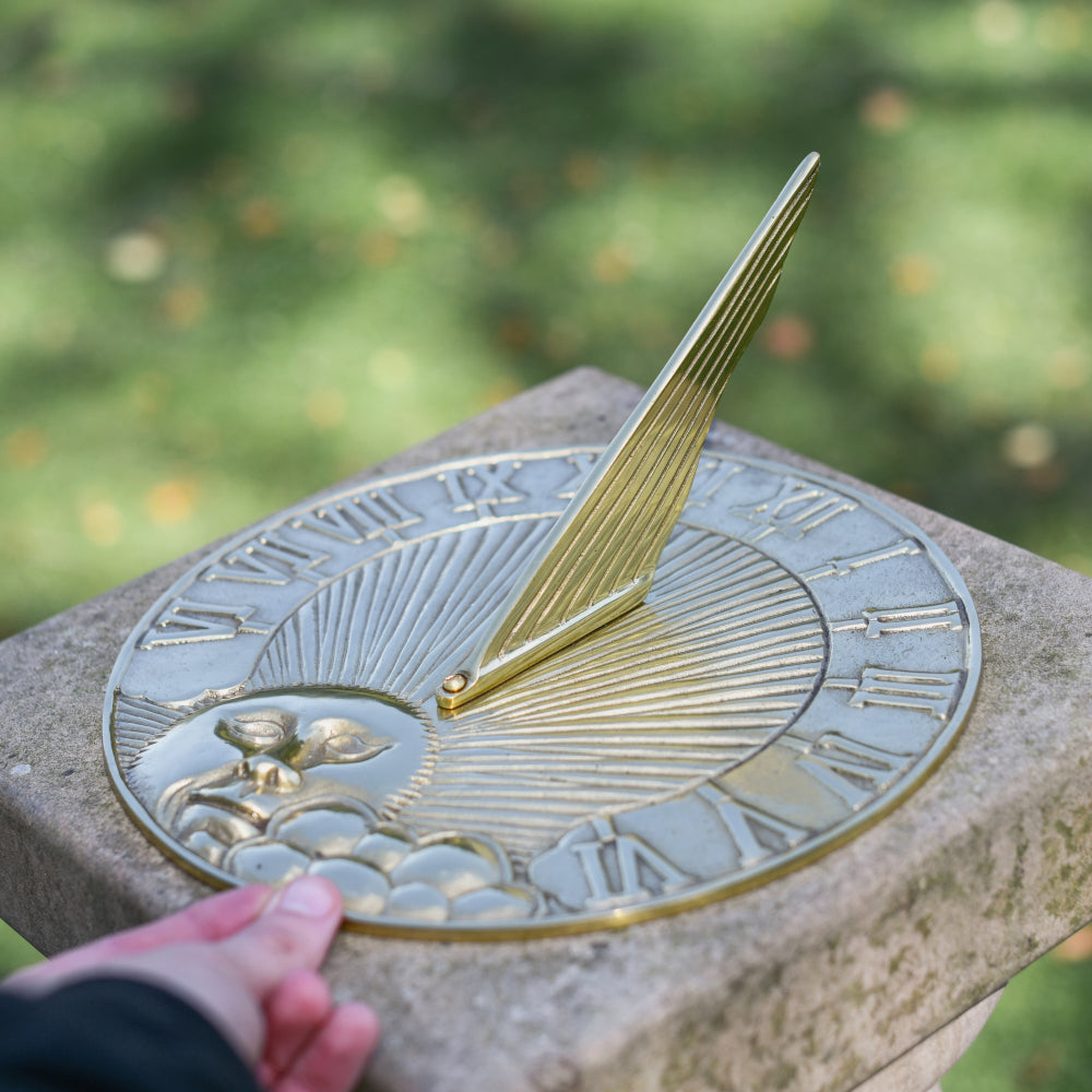 Life size scale of Sunrise Polished Brass Garden Sundial