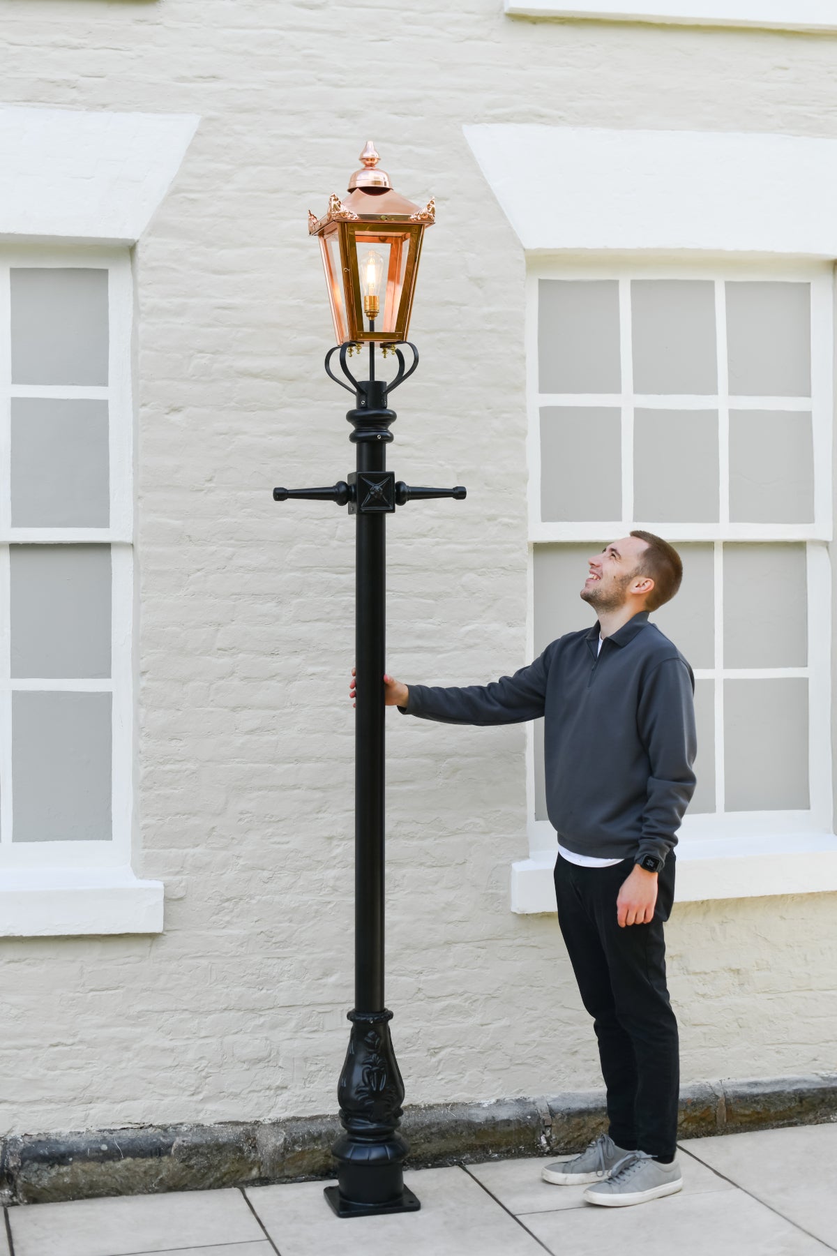 Life size scale of the copper Victorian lamp post