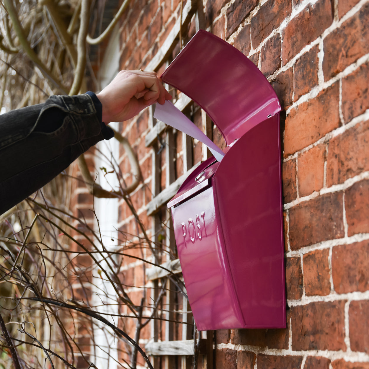 Life size scale of the The Purple Lockable 'Montcour' Modern Post Box