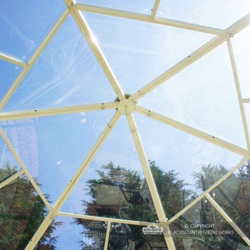 Clear glass roof of the 'Longleat' Ornate Gazebo 