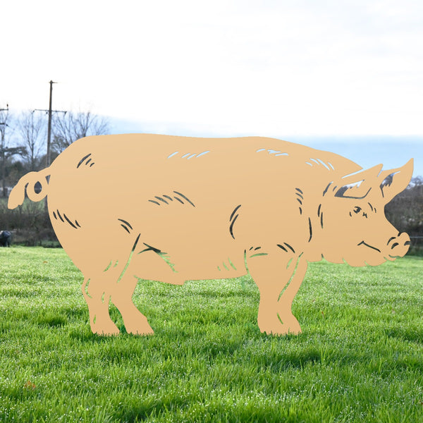 Large Standing Pig Garden Sheet Steel Silhouette - Various Colours