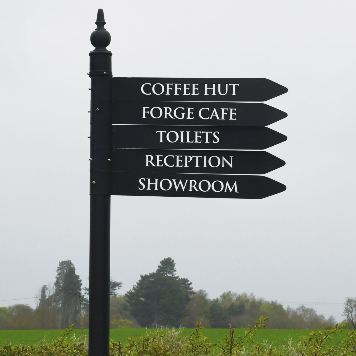 'Margam' Lamp Post Black Finger Sign
