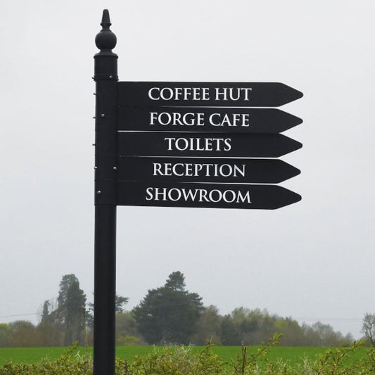 'Margam' Lamp Post Black Finger Sign - thumbnail