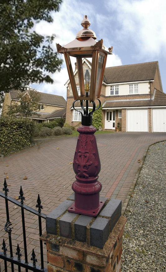 Maroon & Copper Mini Victorian Lamp Post Set