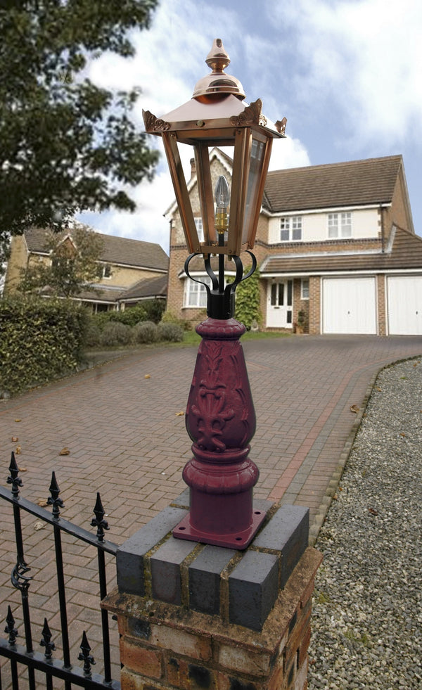 Maroon & Copper Mini Victorian Lamp Post Set