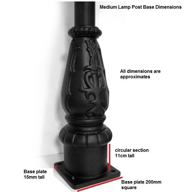 Gothic Lamp Post Black 2.7m dimensions 