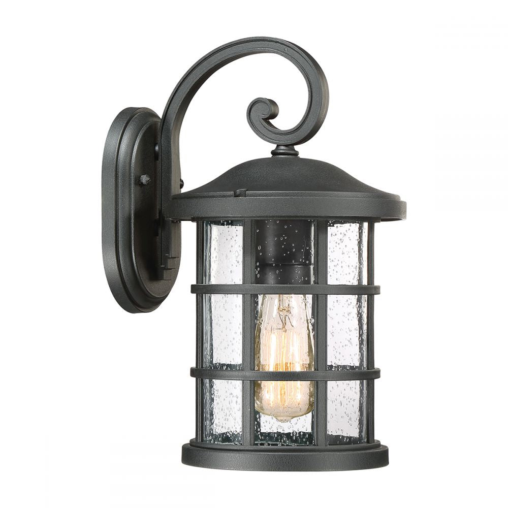 Medium Rustic Black Cylindrical Suspended Wall Lantern