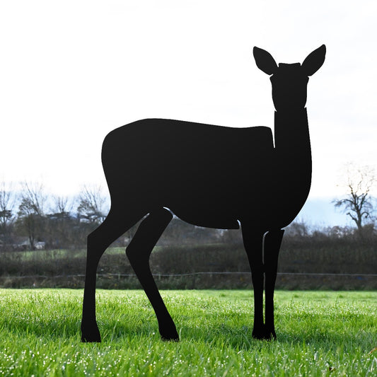 Large Doe Garden Sheet Steel Silhouette In Black