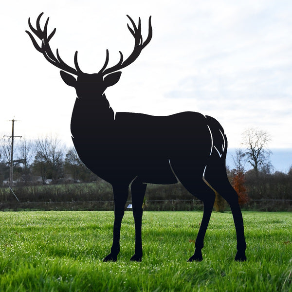 Large Stag Garden Sheet Steel Silhouette In Black