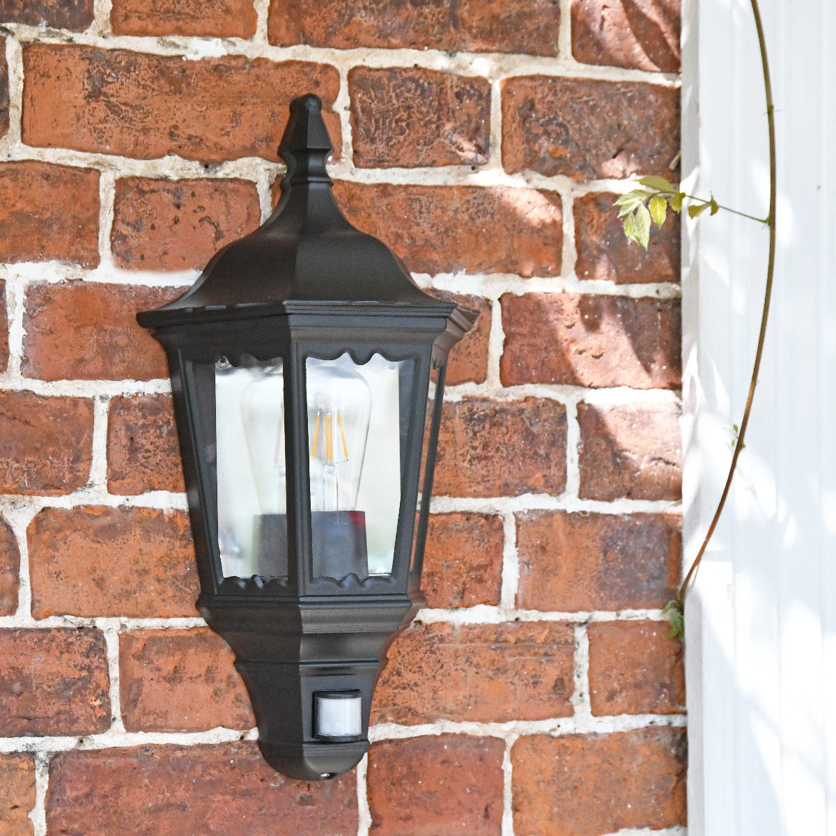 Midnight Black Aluminium Flush Fitting Half Wall Lantern