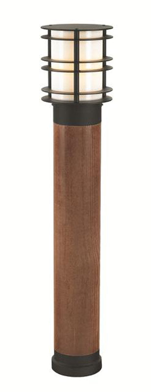 Modern Driveway Bollard Light in Natural Wood and Steel