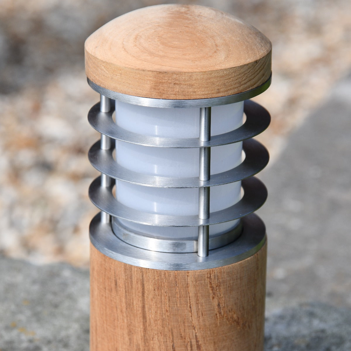 Modern Low Level Driveway Lighting Bollard Close Up