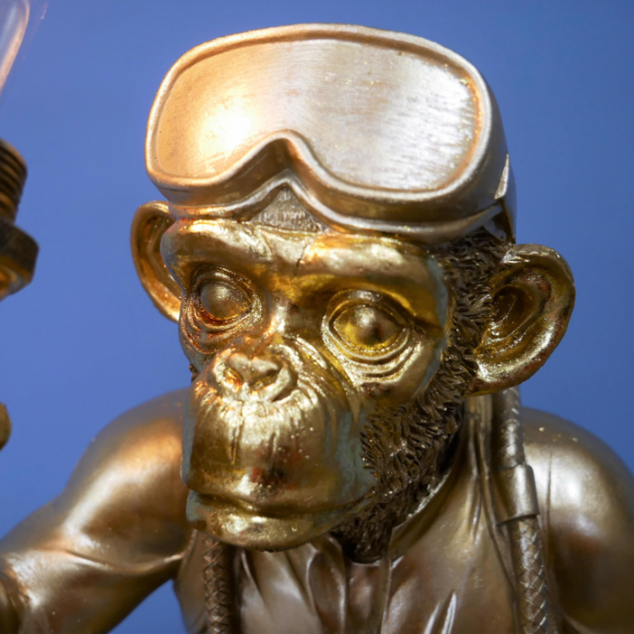 Monkey Scuba Diver Desk Lamp Finished In Gold