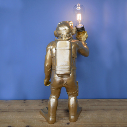 Monkey Scuba Diver Desk Lamp Finished In Gold